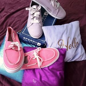 Sperry hot pink W9m, Sperry Biscayne washed pink6m